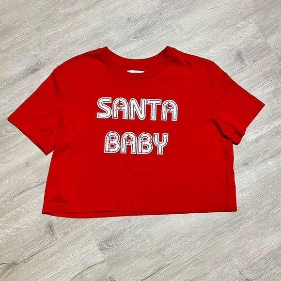 Colsie Santa Baby Crop Tee Size Medium Women’s - Picture 8 of 8